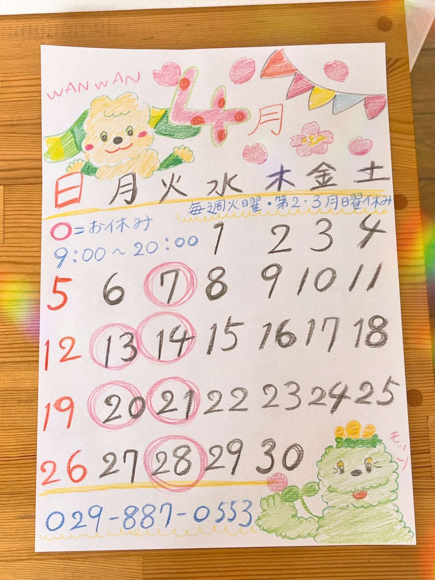 今月のお絵かきカレンダーと、春のおさんぽちょこっと日記🌸